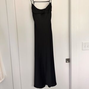 Zara black satin effect dress with back cut out size M